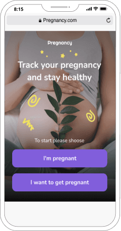 Веб-сайт Прегнансі дизайн на телефоні.